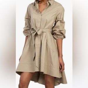 Gracias Tan High-Low Shirt Dress Large